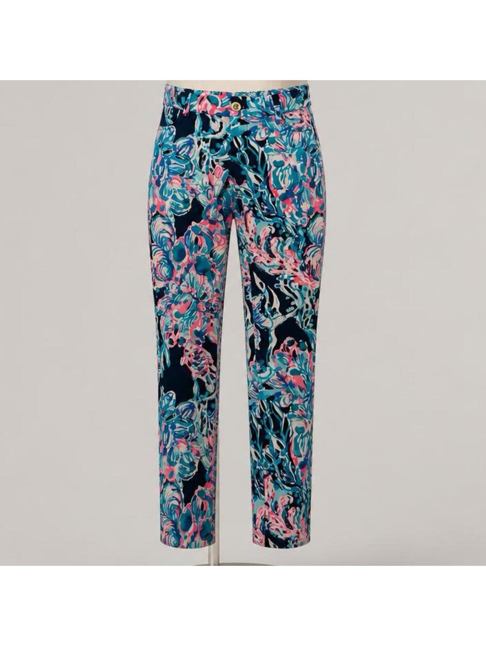 Lilly Pulitzer Callahan Chino pants in vibrant multicolor floral print. Size 0